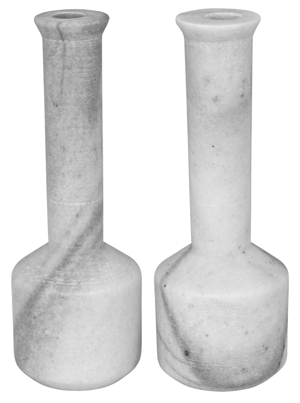 Noir Markos Hand-Carved Marble Candle Holder Set of 2 – Elegant Taper Holders for Timeless Home Decor YT0717-15WH