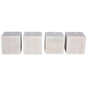Noir Cube Marble Taper Candle Holders Set of 4 Hand Carved Natural Stone Mantel Accents YT0717-5WH
