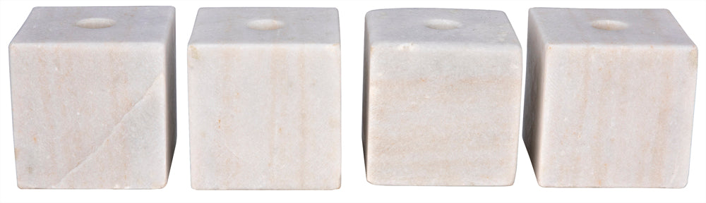 Noir Cube Marble Taper Candle Holders Set of 4 Hand Carved Natural Stone Mantel Accents YT0717-5WH