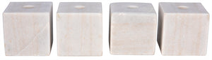 Cube Marble Taper Candle Holders Set of 4 Hand Carved Natural Stone Mantel Accents