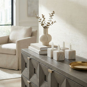 Cube Marble Taper Candle Holders Set of 4 Hand Carved Natural Stone Mantel Accents