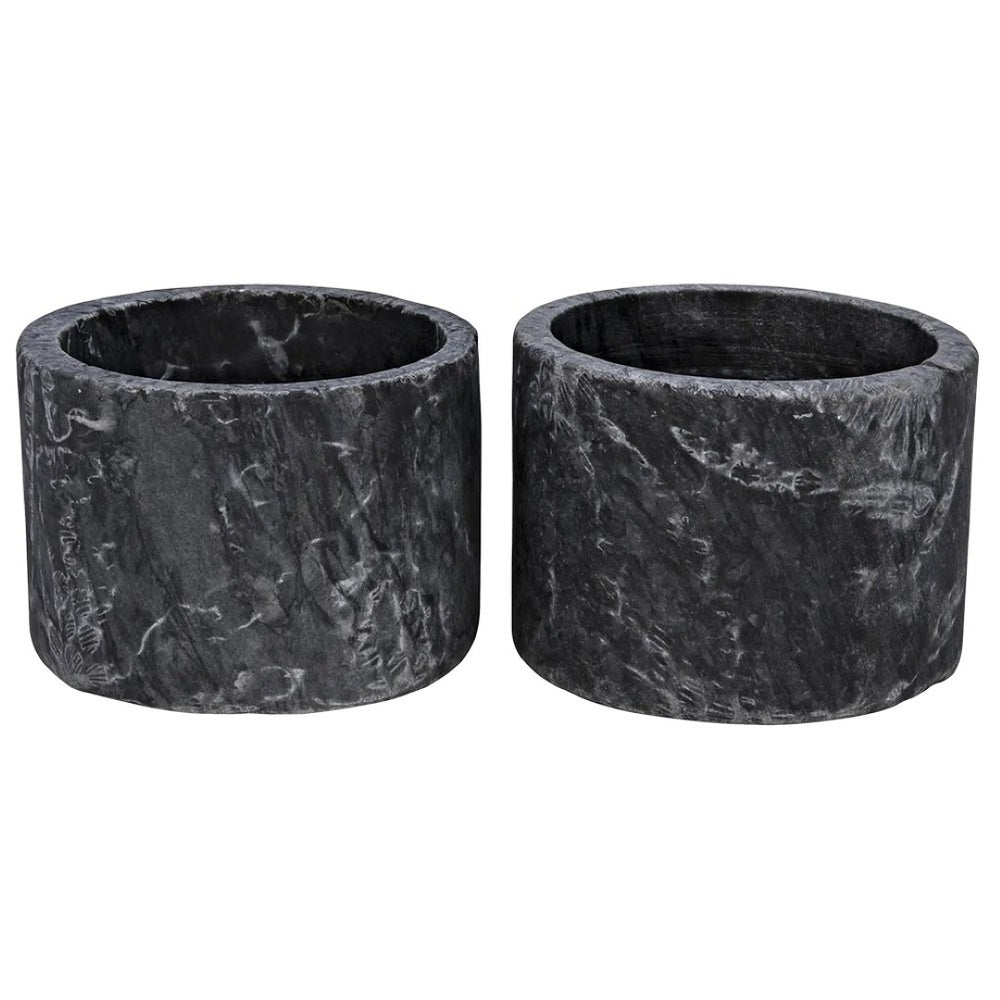 Noir Syma Handcrafted Marble Candle Holders Set of 2 - Elegant Natural Stone Decor for Any Home Style Black YT0717-6BL