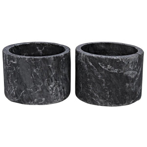 Noir Syma Handcrafted Marble Candle Holders Set of 2 - Elegant Natural Stone Decor for Any Home Style Black YT0717-6BL