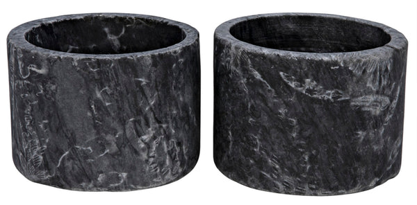 Noir Syma Handcrafted Marble Candle Holders Set of 2 - Elegant Natural Stone Decor for Any Home Style Black YT0717-6BL