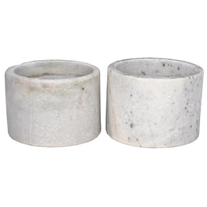 Noir Syma Handcrafted Marble Candle Holders Set of 2 - Elegant Natural Stone Decor for Any Home Style White YT0717-6WH