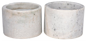 Noir Syma Handcrafted Marble Candle Holders Set of 2 - Elegant Natural Stone Decor for Any Home Style White YT0717-6WH
