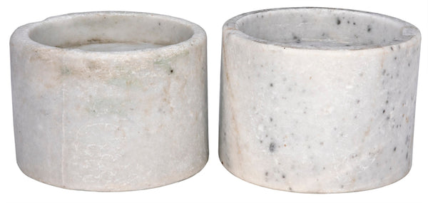Noir Syma Handcrafted Marble Candle Holders Set of 2 - Elegant Natural Stone Decor for Any Home Style White YT0717-6WH