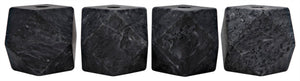 Noir Polyhedron Decorative Candle Holders Set of 4 - Hand-Carved Marble Elegance for Modern Interiors Black YT0717-7BL