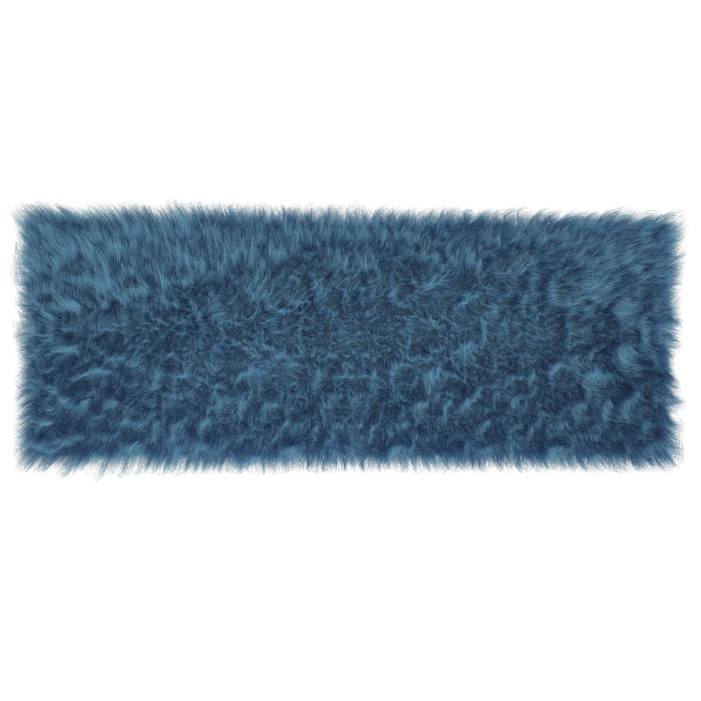English Elm Chalet 2' x 7' Turquoise Faux Fur Area Rug - Luxurious, Durable, Family-Friendly for Any Room Decor YTG-RG1113-27-TQ-GG