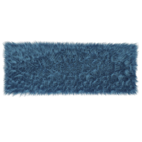 English Elm Chalet 2' x 7' Turquoise Faux Fur Area Rug - Luxurious, Durable, Family-Friendly for Any Room Decor YTG-RG1113-27-TQ-GG