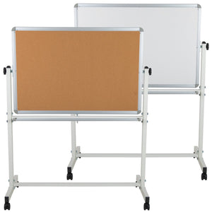 English Elm HERCULES Reversible Mobile Cork and Dry-Erase Board: Perfect for Classrooms and Meetings, 54.75"H Natural/White In Stock. Usually ships in 24 - 48 business hours YU-YCI-001-CK-GG