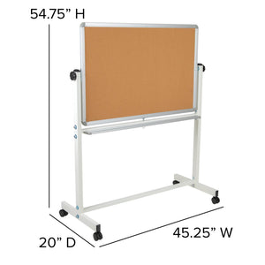 English Elm HERCULES Reversible Mobile Cork and Dry-Erase Board: Perfect for Classrooms and Meetings, 54.75"H Natural/White In Stock. Usually ships in 24 - 48 business hours YU-YCI-001-CK-GG