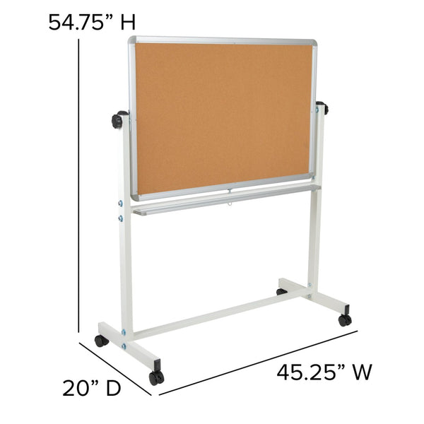 English Elm HERCULES Reversible Mobile Cork and Dry-Erase Board: Perfect for Classrooms and Meetings, 54.75"H Natural/White In Stock. Usually ships in 24 - 48 business hours YU-YCI-001-CK-GG