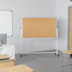 English Elm HERCULES Reversible Mobile Cork and Dry-Erase Board: Perfect for Classrooms and Meetings, 54.75"H Natural/White In Stock. Usually ships in 24 - 48 business hours YU-YCI-001-CK-GG