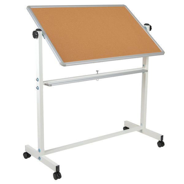 English Elm HERCULES Reversible Mobile Cork and Dry-Erase Board: Perfect for Classrooms and Meetings, 54.75"H Natural/White In Stock. Usually ships in 24 - 48 business hours YU-YCI-001-CK-GG