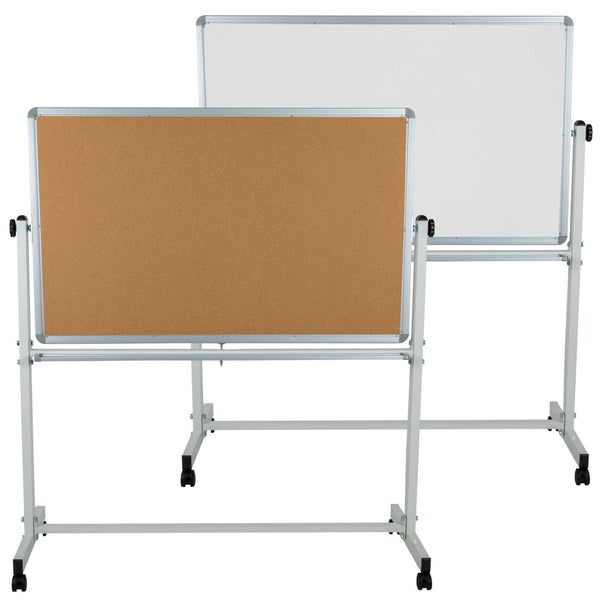 English Elm HERCULES Reversible Mobile Cork and Dry-Erase Board: Perfect for Classrooms and Meetings, 54.75"H Natural/White In Stock. Usually ships in 24 - 48 business hours YU-YCI-002-CK-GG