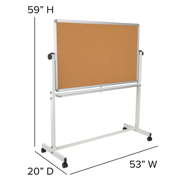 English Elm HERCULES Reversible Mobile Cork and Dry-Erase Board: Perfect for Classrooms and Meetings, 54.75"H Natural/White In Stock. Usually ships in 24 - 48 business hours YU-YCI-002-CK-GG