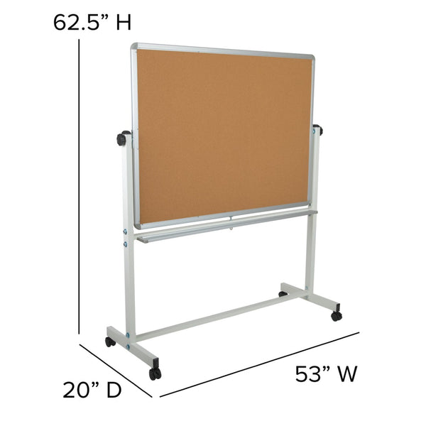 English Elm HERCULES Reversible Mobile Cork and Dry-Erase Board: Perfect for Classrooms and Meetings, 54.75"H Natural/White In Stock. Usually ships in 24 - 48 business hours YU-YCI-003-CK-GG