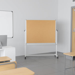 English Elm HERCULES Reversible Mobile Cork and Dry-Erase Board: Perfect for Classrooms and Meetings, 54.75"H Natural/White In Stock. Usually ships in 24 - 48 business hours YU-YCI-003-CK-GG