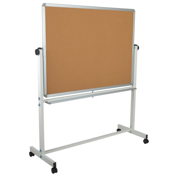 English Elm HERCULES Reversible Mobile Cork and Dry-Erase Board: Perfect for Classrooms and Meetings, 54.75"H Natural/White In Stock. Usually ships in 24 - 48 business hours YU-YCI-003-CK-GG