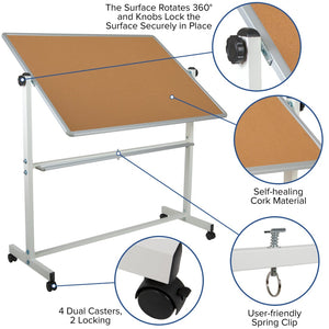 English Elm HERCULES Reversible Mobile Cork and Dry-Erase Board: Perfect for Classrooms and Meetings, 54.75"H Natural/White In Stock. Usually ships in 24 - 48 business hours YU-YCI-003-CK-GG