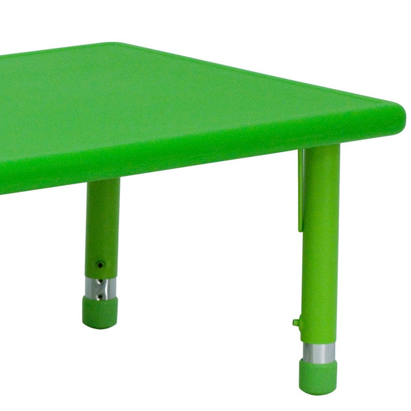 English Elm Wren Activity Table - Height Adjustable & Durable Design for Classroom, Playroom, or Home Learning Green 24"W x 48"L YU-YCX-001-2-RECT-TBL-GREEN-GG