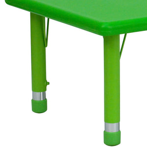 English Elm Wren Activity Table - Height Adjustable & Durable Design for Classroom, Playroom, or Home Learning Green 24"W x 48"L YU-YCX-001-2-RECT-TBL-GREEN-GG