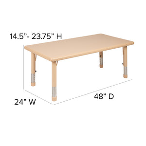 English Elm Wren Activity Table - Height Adjustable & Durable Design for Classroom, Playroom, or Home Learning Natural 24"W x 48"L YU-YCX-001-2-RECT-TBL-NAT-GG