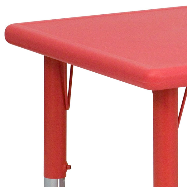 English Elm Wren Activity Table - Height Adjustable & Durable Design for Classroom, Playroom, or Home Learning Red 24"W x 48"L YU-YCX-001-2-RECT-TBL-RED-GG