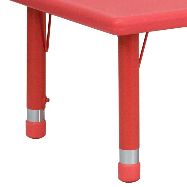 English Elm Wren Activity Table - Height Adjustable & Durable Design for Classroom, Playroom, or Home Learning Red 24"W x 48"L YU-YCX-001-2-RECT-TBL-RED-GG