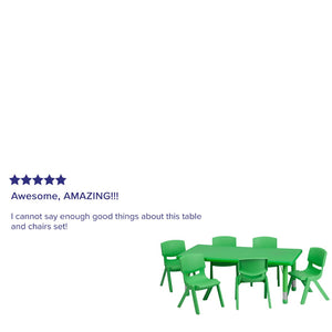 English Elm Emmy Height Adjustable Activity Table Set with 6 Chairs - Perfect for Kids' Learning & Creativity Green 24"W x 48"L YU-YCX-0013-2-RECT-TBL-GREEN-E-GG