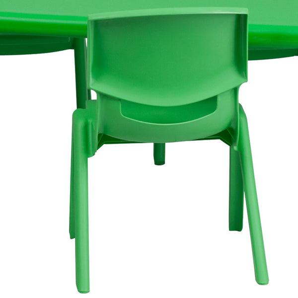 English Elm Emmy Height Adjustable Activity Table Set with 4 Stackable Chairs for Creative Learning & Play Green 24"W x 48"L YU-YCX-0013-2-RECT-TBL-GREEN-R-GG