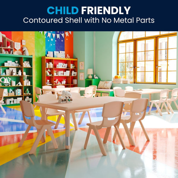 English Elm Emmy Height Adjustable Activity Table Set with 6 Chairs - Perfect for Kids' Learning & Creativity Natural 24"W x 48"L YU-YCX-0013-2-RECT-TBL-NAT-E-GG