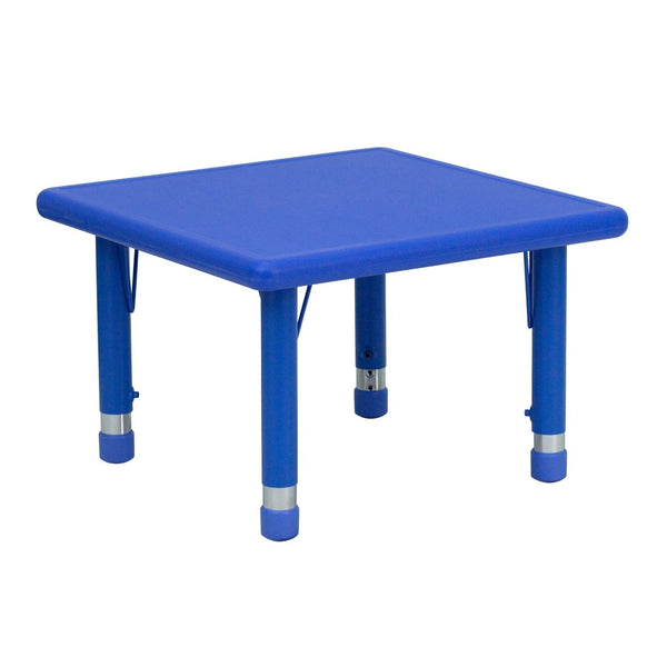 English Elm Wren Height Adjustable Activity Table for Kids – Versatile, Durable, Safe for Classrooms & Playrooms Blue 24" Square YU-YCX-002-2-SQR-TBL-BLUE-GG
