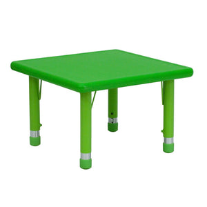 English Elm Wren Height Adjustable Activity Table for Kids – Versatile, Durable, Safe for Classrooms & Playrooms Green 24" Square YU-YCX-002-2-SQR-TBL-GREEN-GG