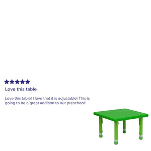 English Elm Wren Height Adjustable Activity Table for Kids – Versatile, Durable, Safe for Classrooms & Playrooms Green 24" Square YU-YCX-002-2-SQR-TBL-GREEN-GG