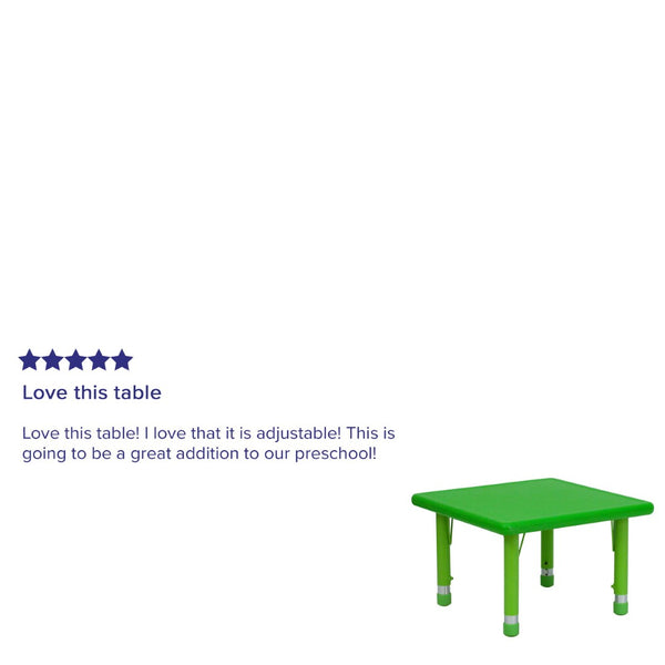 English Elm Wren Height Adjustable Activity Table for Kids – Versatile, Durable, Safe for Classrooms & Playrooms Green 24" Square YU-YCX-002-2-SQR-TBL-GREEN-GG