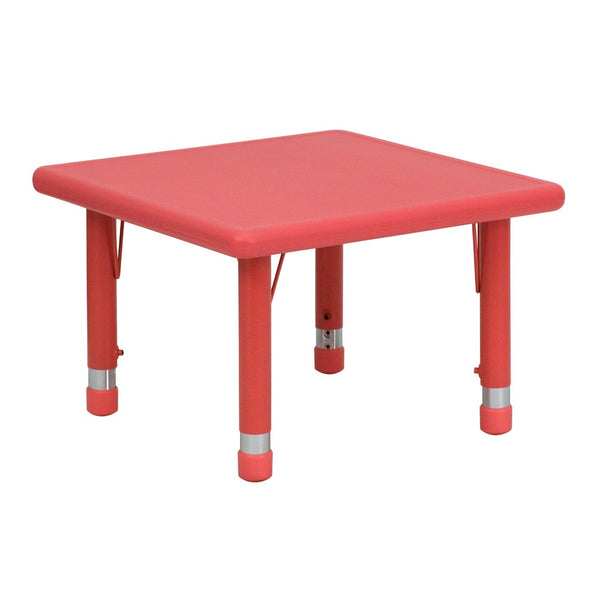English Elm Wren Height Adjustable Activity Table for Kids – Versatile, Durable, Safe for Classrooms & Playrooms Red 24" Square YU-YCX-002-2-SQR-TBL-RED-GG