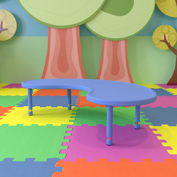 English Elm Wren Height Adjustable Half-Moon Activity Table for Kids - Ideal for Classrooms and Playrooms Blue 35"W x 65"L Half-Moon YU-YCX-004-2-MOON-TBL-BLUE-GG