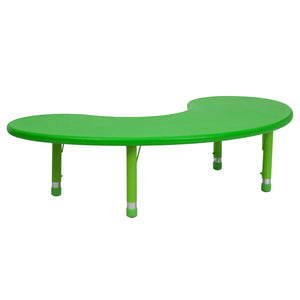 English Elm Wren Height Adjustable Half-Moon Activity Table for Kids - Ideal for Classrooms and Playrooms Green 35"W x 65"L Half-Moon YU-YCX-004-2-MOON-TBL-GREEN-GG