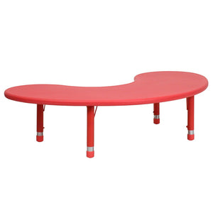 English Elm Wren Height Adjustable Half-Moon Activity Table for Kids - Ideal for Classrooms and Playrooms Red 35"W x 65"L Half-Moon YU-YCX-004-2-MOON-TBL-RED-GG