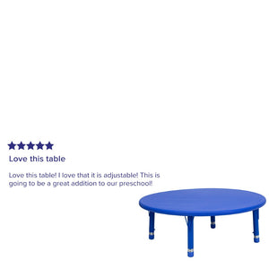 English Elm Wren Height Adjustable Activity Table for Kids - Durable, Round Design for Playrooms & Classrooms Blue 45" Round YU-YCX-005-2-ROUND-TBL-BLUE-GG