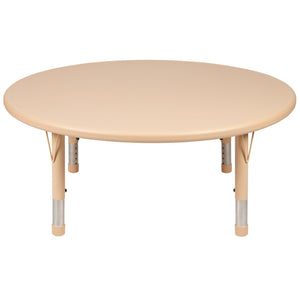 English Elm Wren Height Adjustable Activity Table for Kids - Durable, Round Design for Playrooms & Classrooms Natural 45" Round YU-YCX-005-2-ROUND-TBL-NAT-GG