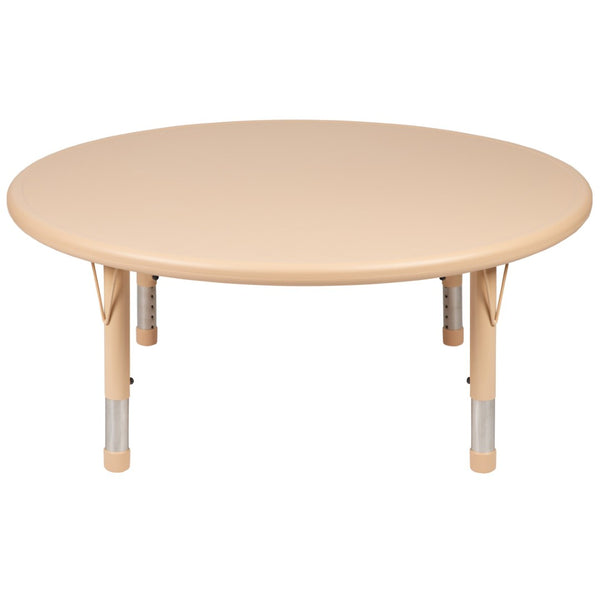 English Elm Wren Height Adjustable Activity Table for Kids - Durable, Round Design for Playrooms & Classrooms Natural 45" Round YU-YCX-005-2-ROUND-TBL-NAT-GG