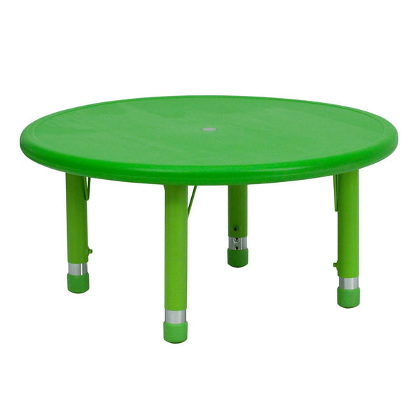 English Elm Wren Height Adjustable Activity Table for Kids - Durable, Safe, and Perfect for Learning Spaces Green 33" Round YU-YCX-007-2-ROUND-TBL-GREEN-GG