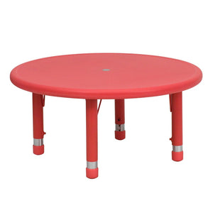English Elm Wren Height Adjustable Activity Table for Kids - Durable, Safe, and Perfect for Learning Spaces Red 33" Round YU-YCX-007-2-ROUND-TBL-RED-GG