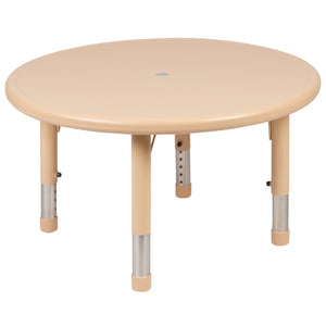 English Elm Emmy Adjustable Activity Table Set for Kids with 2 Chairs - Safe, Durable, and Easy to Clean Natural 33" Round YU-YCX-0073-2-ROUND-TBL-NAT-R-GG