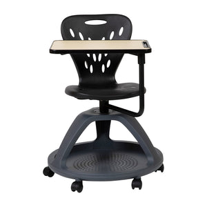 English Elm Laikyn Mobile Desk Chair with 360° Tablet Arm, Under-Seat Storage & Ergonomic Design for Learning Black YU-YCX-019-BK-GG