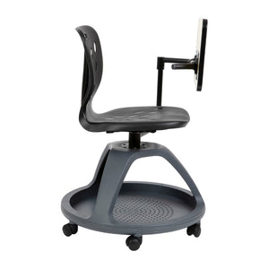 English Elm Laikyn Mobile Desk Chair with 360° Tablet Arm, Under-Seat Storage & Ergonomic Design for Learning Black YU-YCX-019-BK-GG