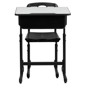 English Elm Nila Adjustable Height Student Desk and Chair Set with Durable Black Frame for Classroom Use YU-YCX-046-09010-GG